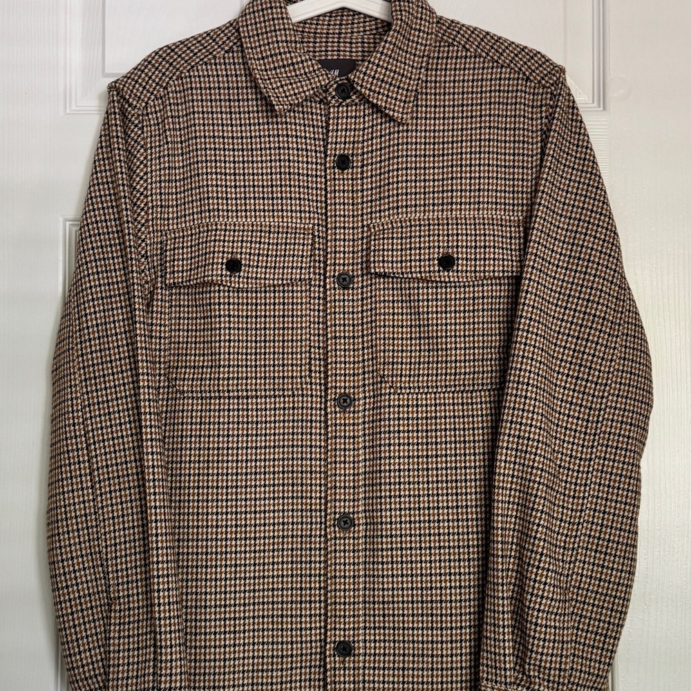 H&M Dark brown/Dogtooth-patterned Overshirt